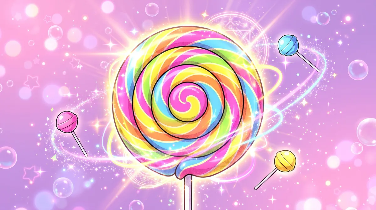 Glowing rainbow lollipop scatter